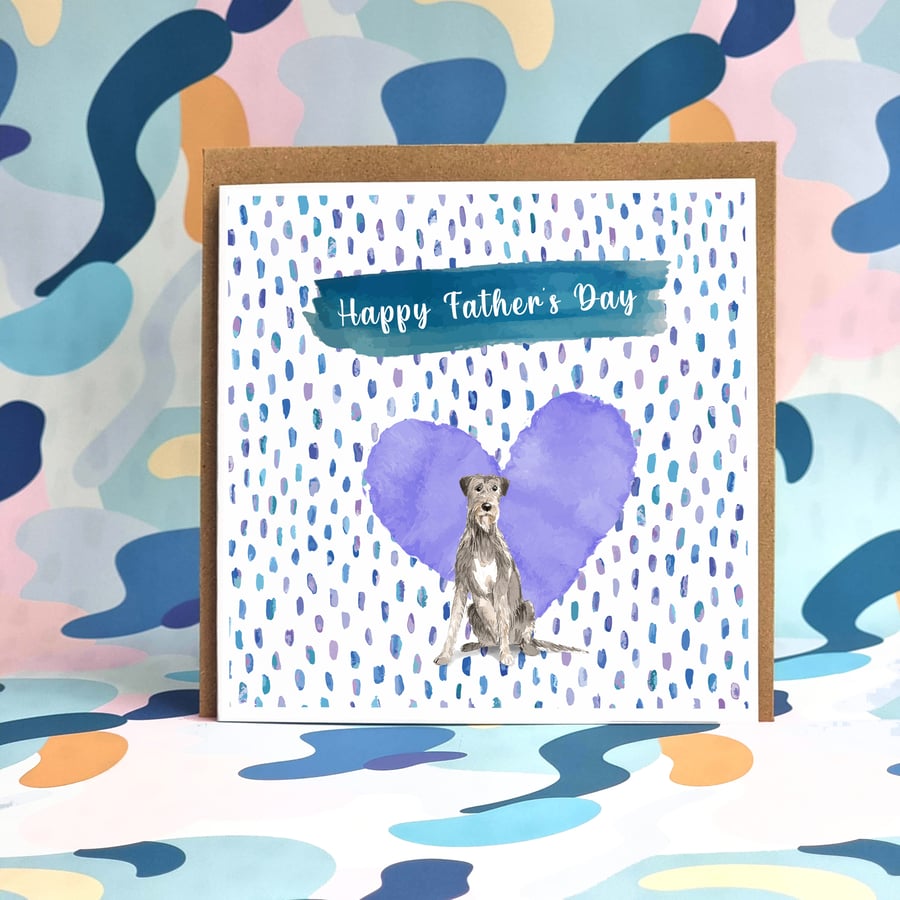 Irish Wolf Hound Father's Day Card - 6x6 Square Dog Card