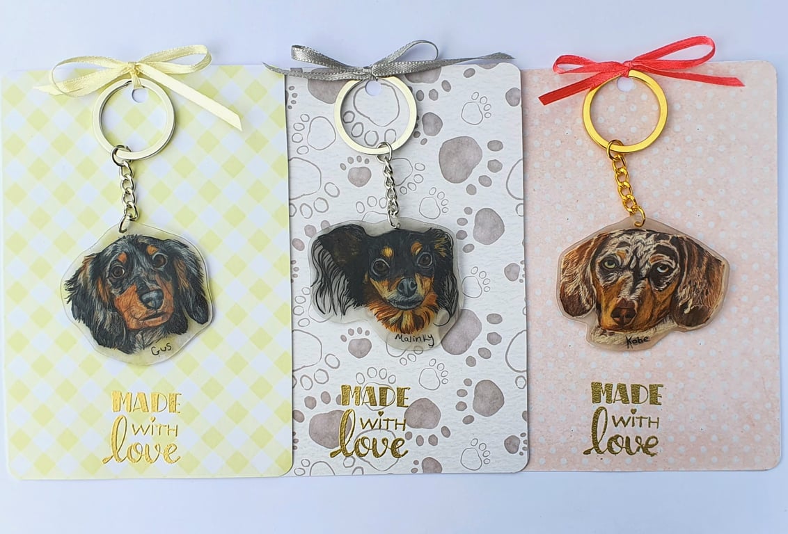 pet portrait keyrings