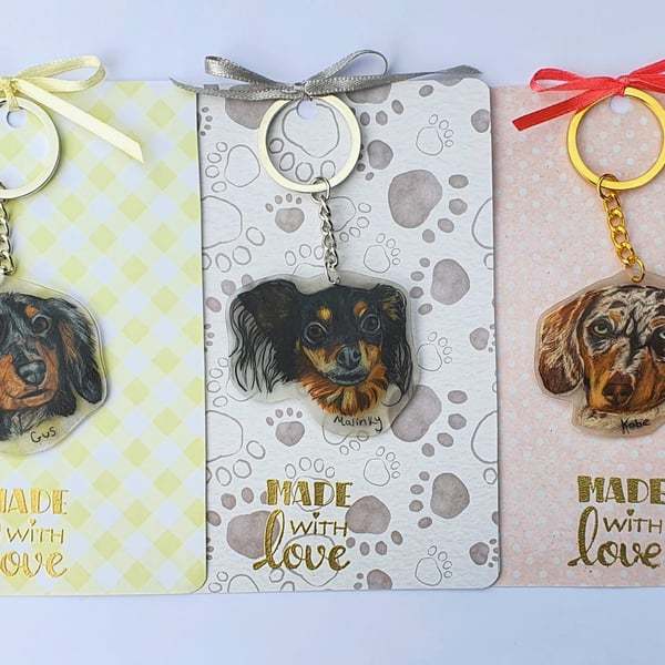 pet portrait keyrings