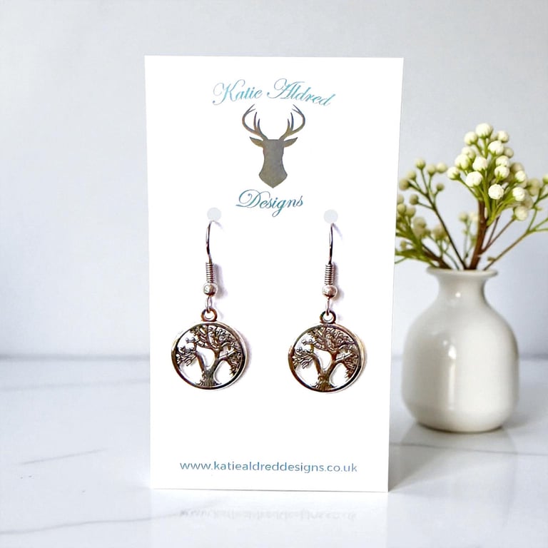 Charm Earrings - Tree of Life (circle)