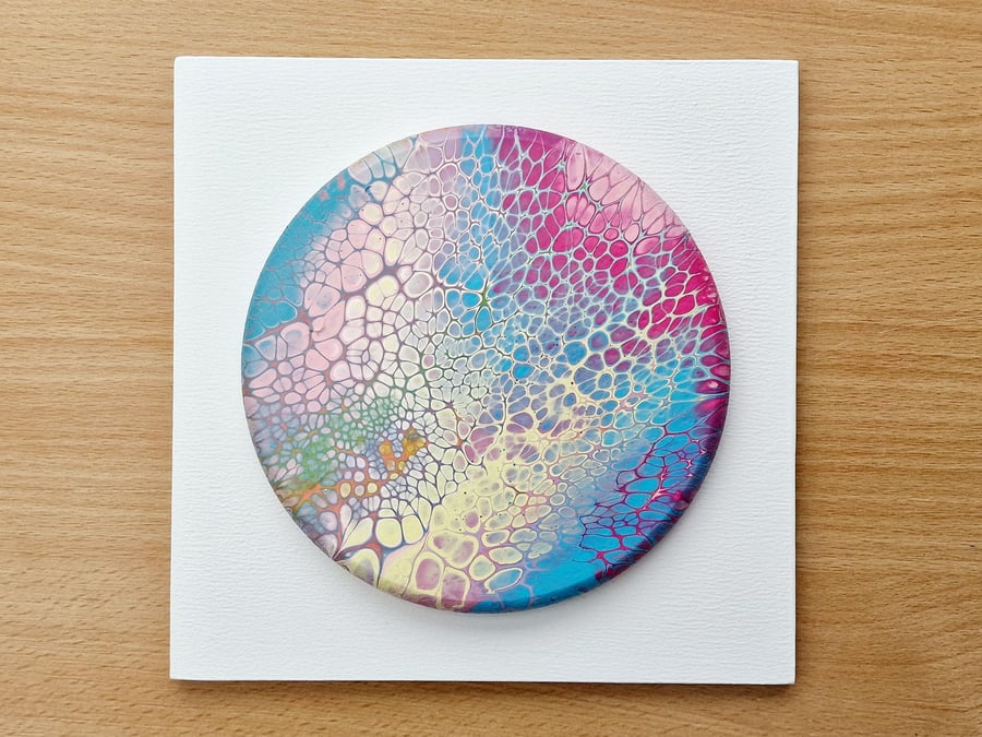 18.5cm x 18.5cm acrylic pour painting wall plaque