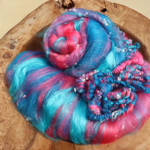 50g Liquorice Allsorts Nobblies Art Batt for Spinning