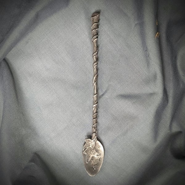 Spoon of leaving - hand cast pewter spoon