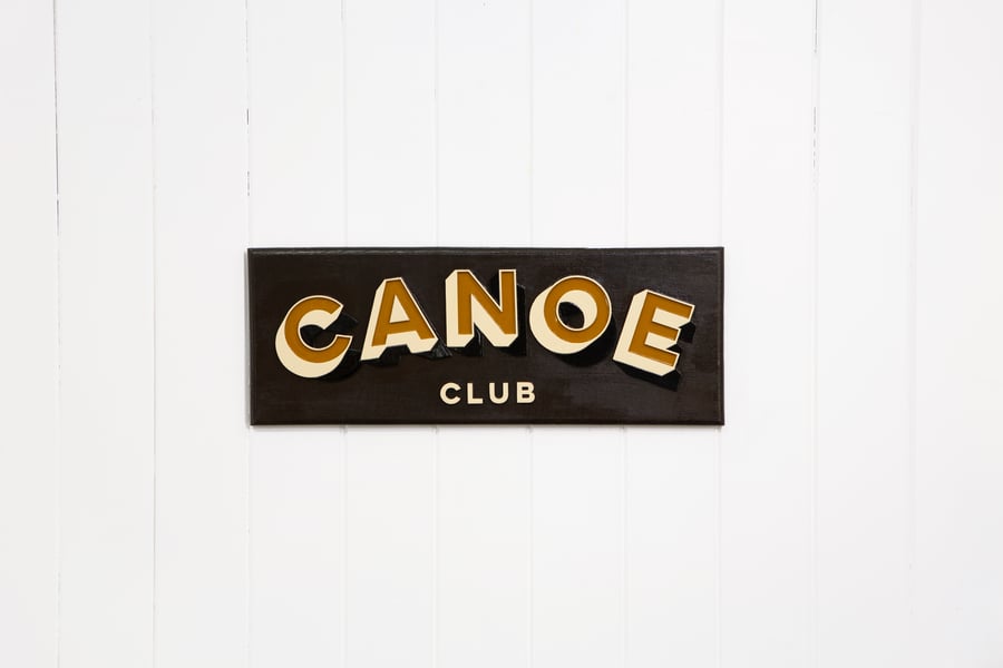 WOODEN TYPOGRAPHIC SIGN: CANOE CLUB