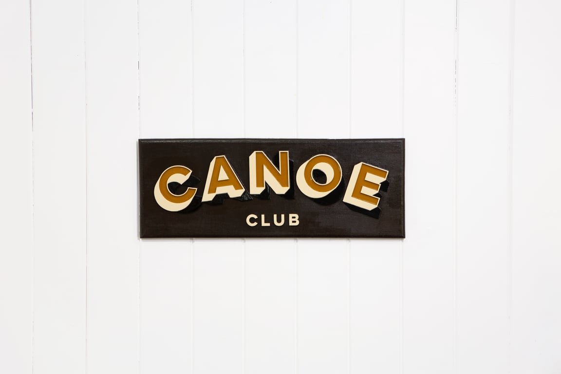 WOODEN TYPOGRAPHIC SIGN: CANOE CLUB