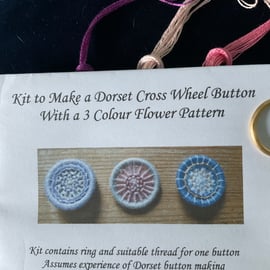 Dorset Button Flower Pattern Kit, Candy, Shell and Purple, F8