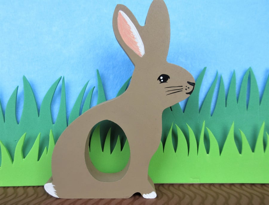 Easter Bunny Chocolate Egg Holder Wooden Hand Painted 