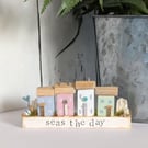 Handmade Coastal Cottage Scene Home Decor 'Seas The Day'