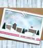 Nordic Christmas Card - houses, village, snow, trees, blank inside. 3D - Image 5