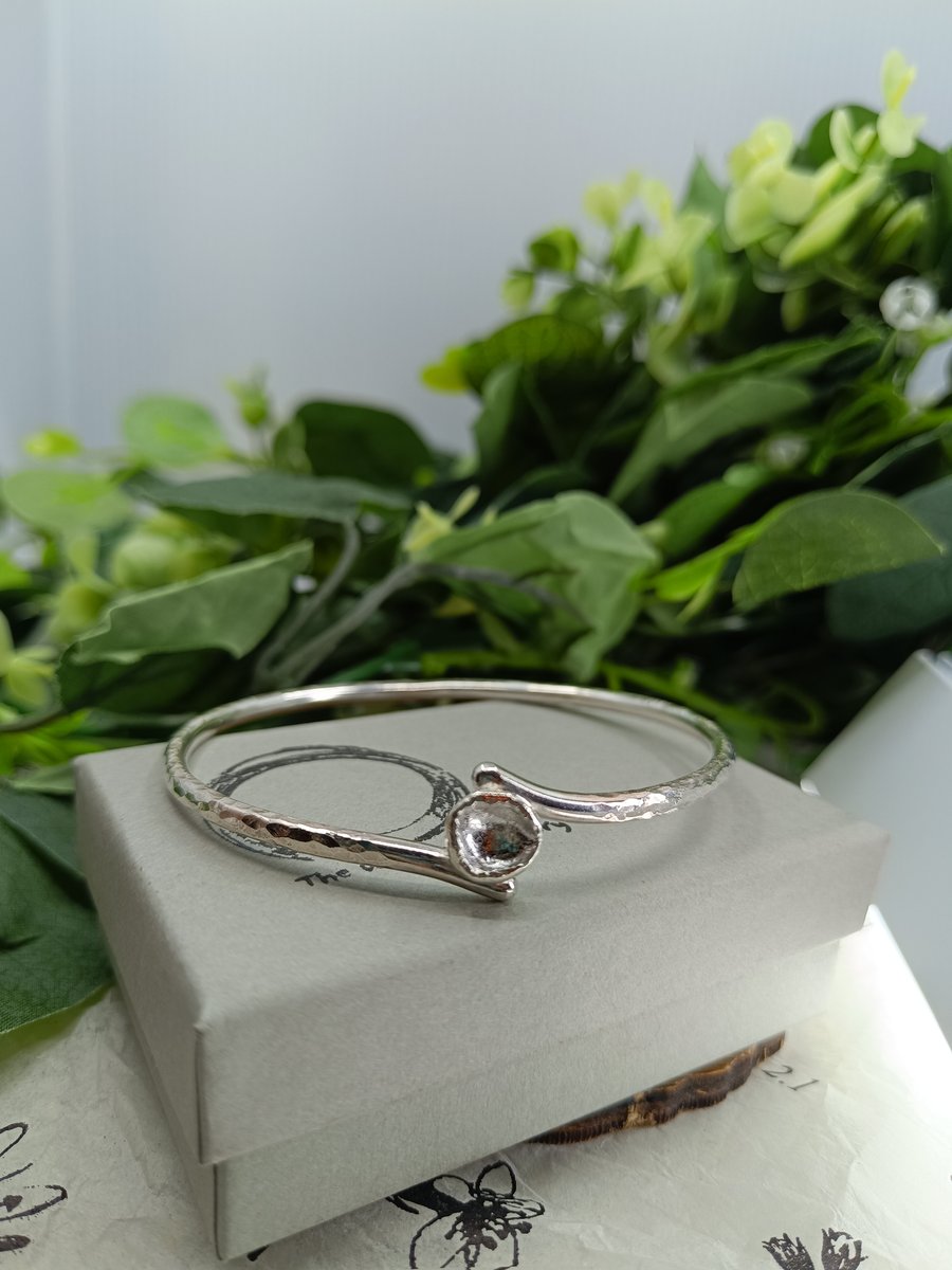 Chunky silver bangle. Drop cast organic silver bangle. Wonky silver bangle