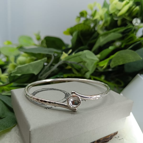 Chunky silver bangle. Drop cast organic silver bangle. Wonky silver bangle
