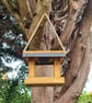 Handmade Wooden Hanging Bird Table with Slate Roof 30x24x25cm Fully Assembled