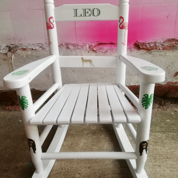 Personalised children's rocking chair - Jungle Rocker theme - made to order