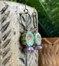 Rustic Flower Bead Earrings in Seafoam Green & Lavender Purple - Nature Inspired - Image 6