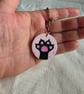Handmade Cat & Mouse Wooden Coaster & Matching Keyring Set - Image 2