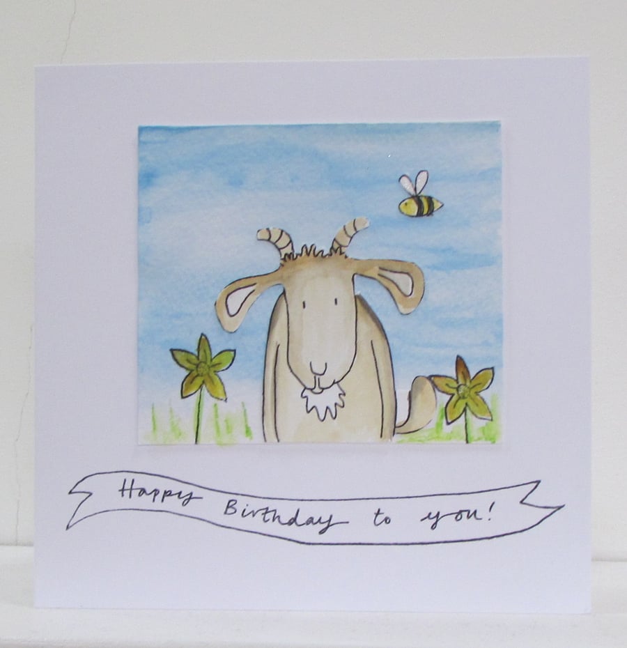 Watercolour Goat Card