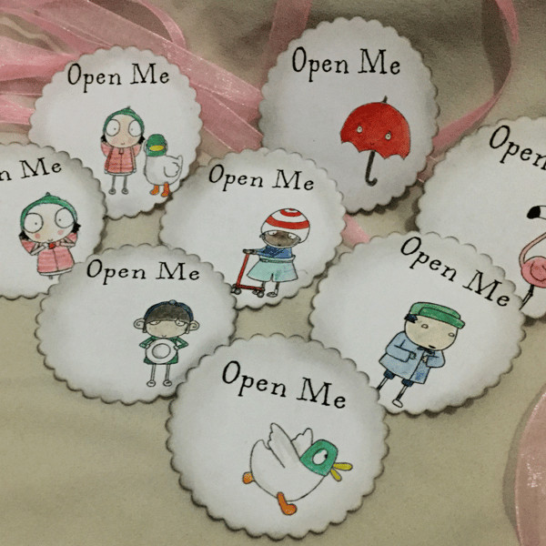 Handmade OPEN ME Sarah & Duck Stickers Labels Envelope Seals 8