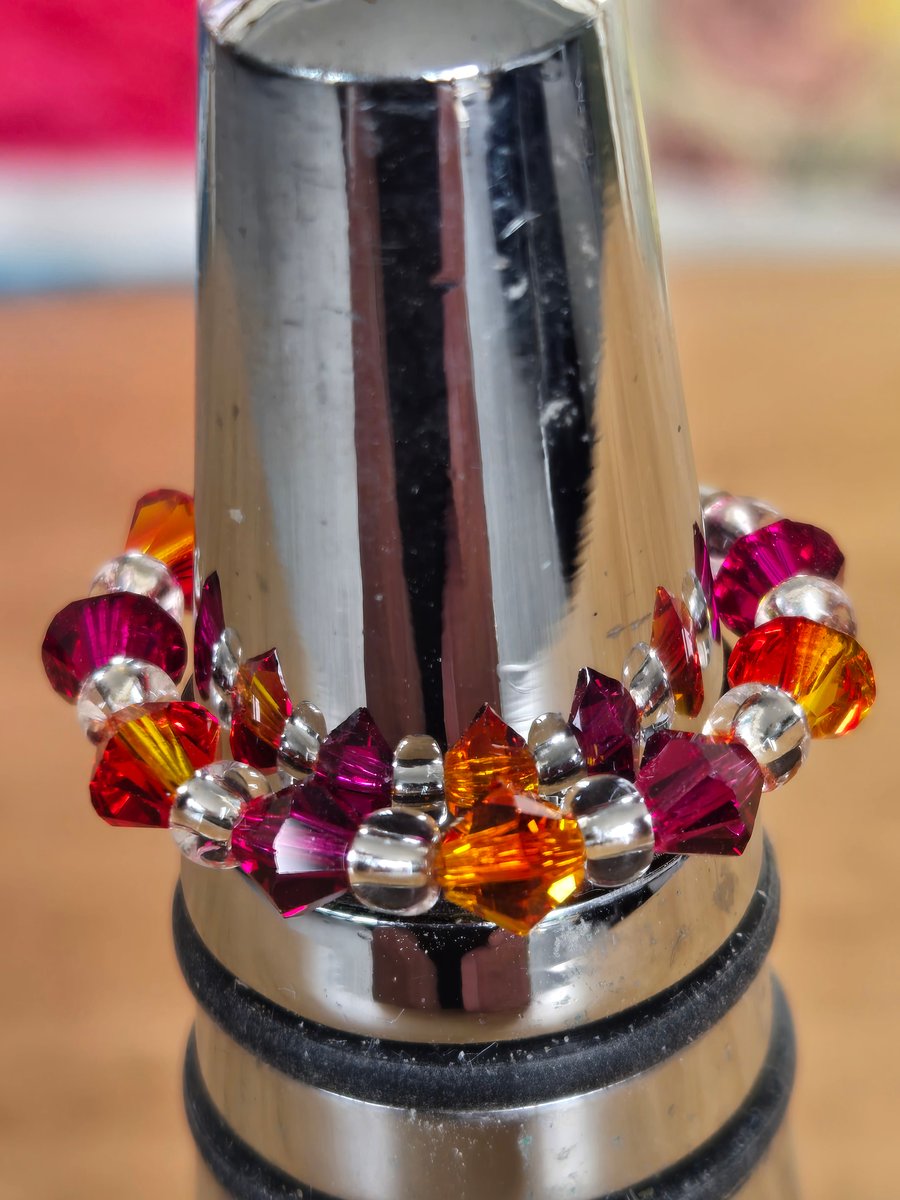 Gem ring, crystal ring, stretch crystal ring, seed bead ring, adjustable ring