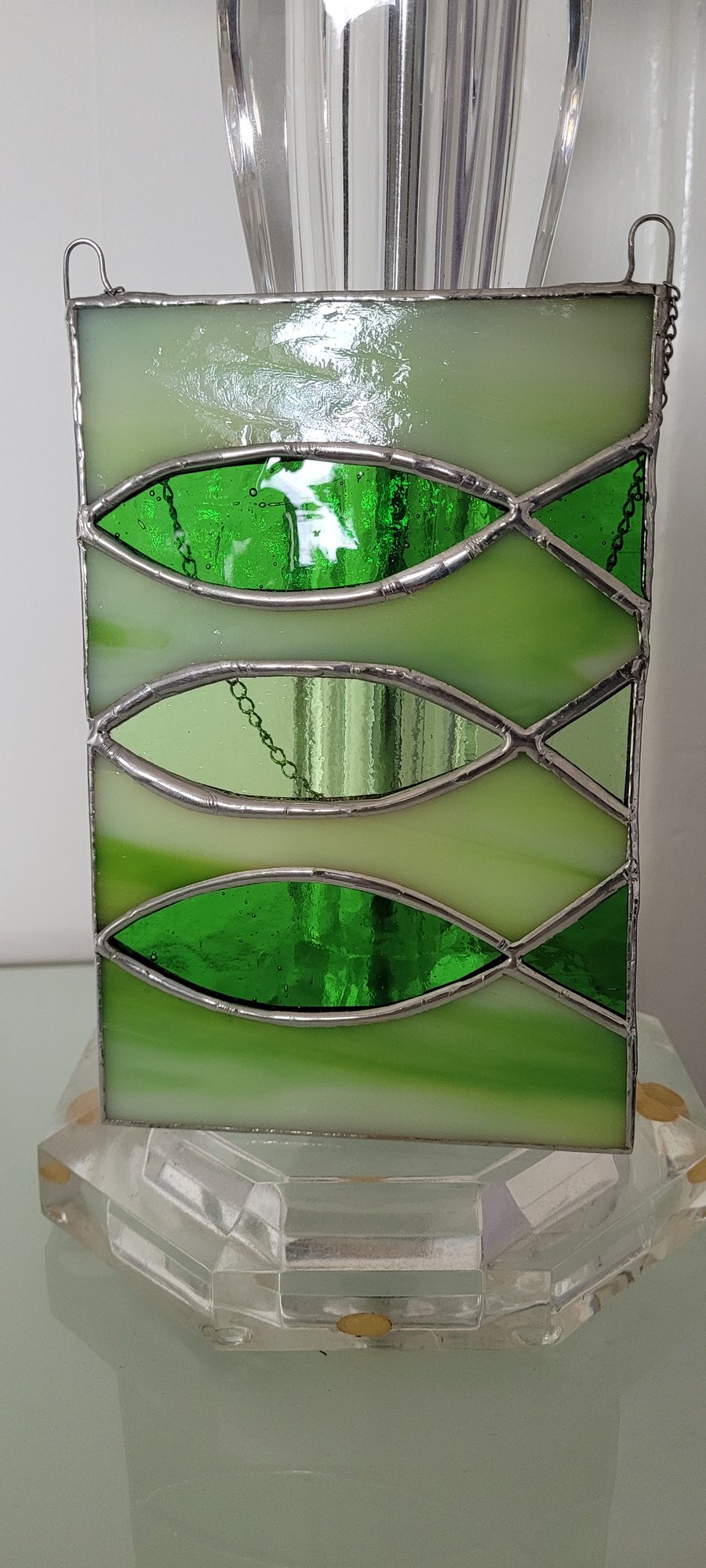 Stained glass fish swimming 