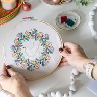 Christmas Dove (Stitchmas 24 Embroidery Kit - FABRIC ONLY
