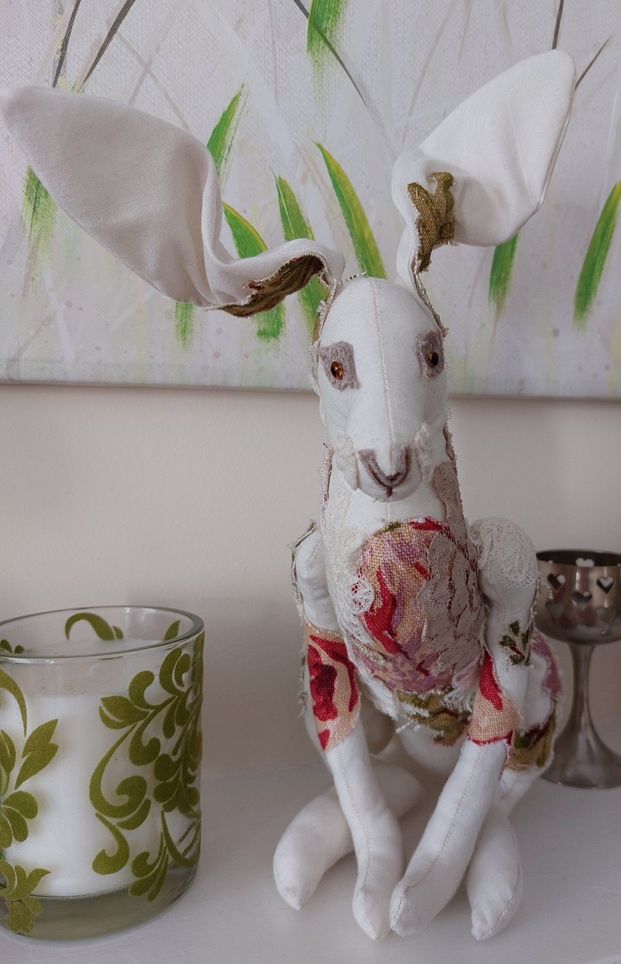 Quirky hare soft sculpture ornament decoration
