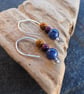 Blue Sodalite and Jasper Bead Drop Earrings, Argentium Silver Earrings - Image 9
