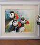 Atlantic Puffins original Watercolour Painting - Image 5