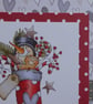 Snowman in a Stocking Christmas Card - Happy Christmas - Hearts - Image 2