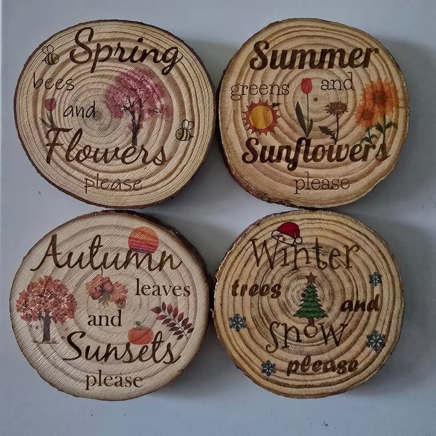 Real wood slice for every season - choose one or save money when you buy all 4