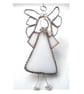 Angel Star Suncatcher Stained Glass White Handmade 023 - Image 1