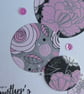 Large Mother's Day Card - Pink, Black & Grey Floral Circles - Image 4