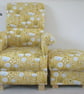Ochre Floral Chair & Footstool Adult Armchair Fryetts Bergen Saffron Mustard  - Image 2