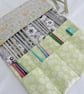 Knitting Needle Crochet Hook Roll  Green Yellow White - Image 1