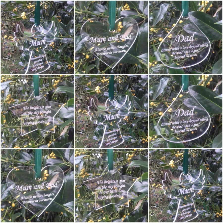  Memorial Garden Ornament Personalised cemetery Plaque Grave Hanging Decoration