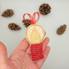 Bead embroidery Christmas candle decoration 