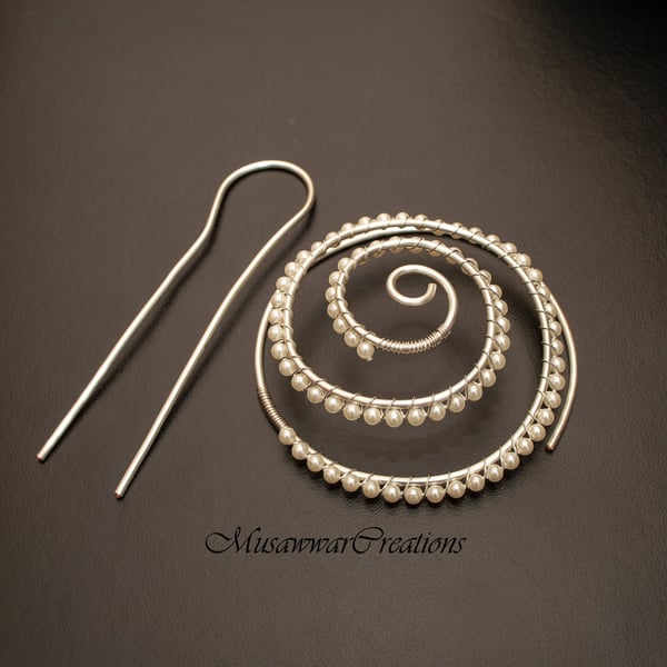 Silver wire spiral bun cage,Spiral silver plated copper Hair Bun holder,