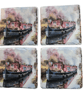 Black Narrow Boat Decoupaged Slate Coasters Set of 4 Pieces