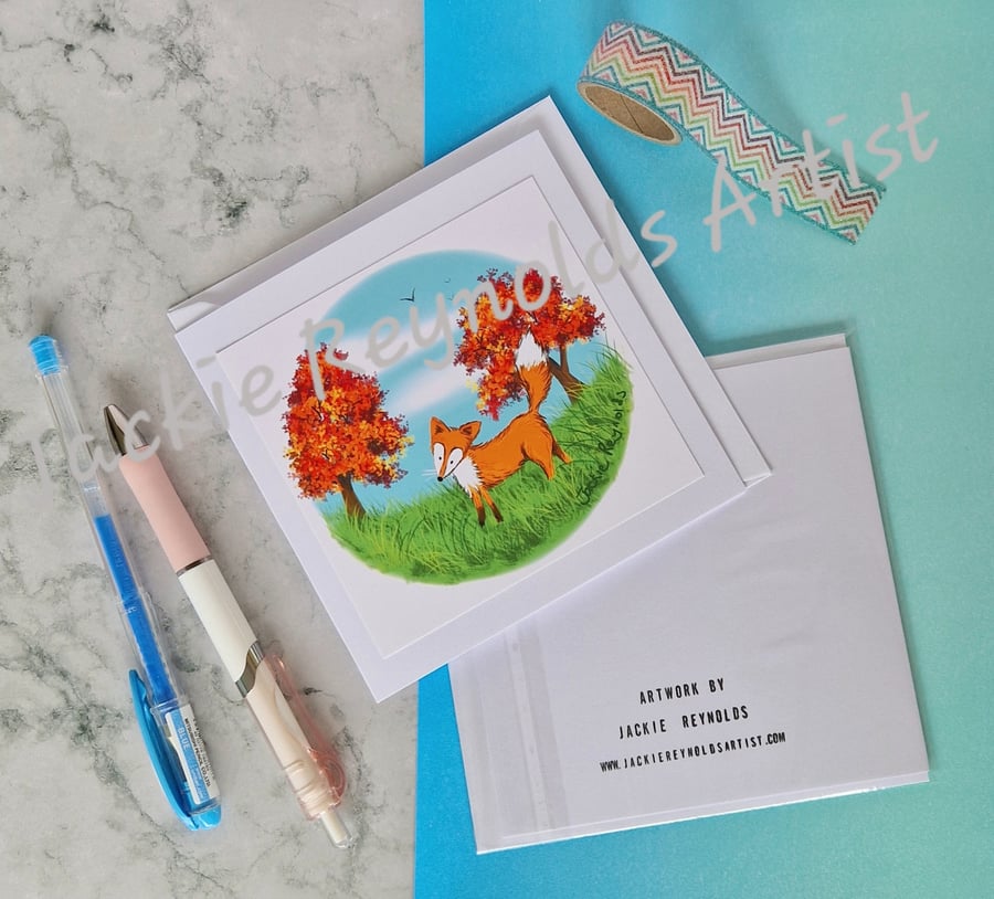 Blank Greeting Card - Autumn Fox