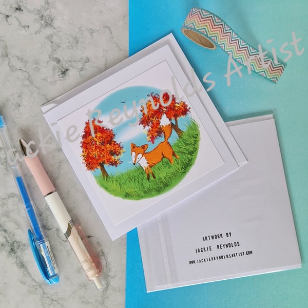 Blank Greeting Card - Autumn Fox