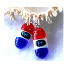 Patriotic Fused Glass Earrings Dichroic Handmade