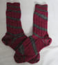 Hand-cranked Knitted Ribbed Wool Socks Size 6 to 7 - Image 2