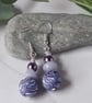Handmade polymer clay dangly earrings in mauve  and lilac  - Image 2