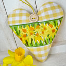 SPRING HEART - Daffodil Heart - yellow checked