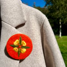 Hand embroidered floral brooch pin