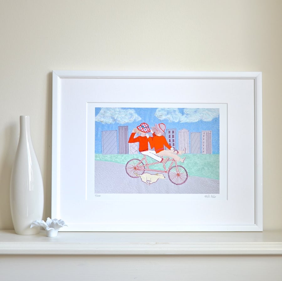 Cycling bike print - Tandem Fun by Heidi Meier - bicycle cycling wall art print