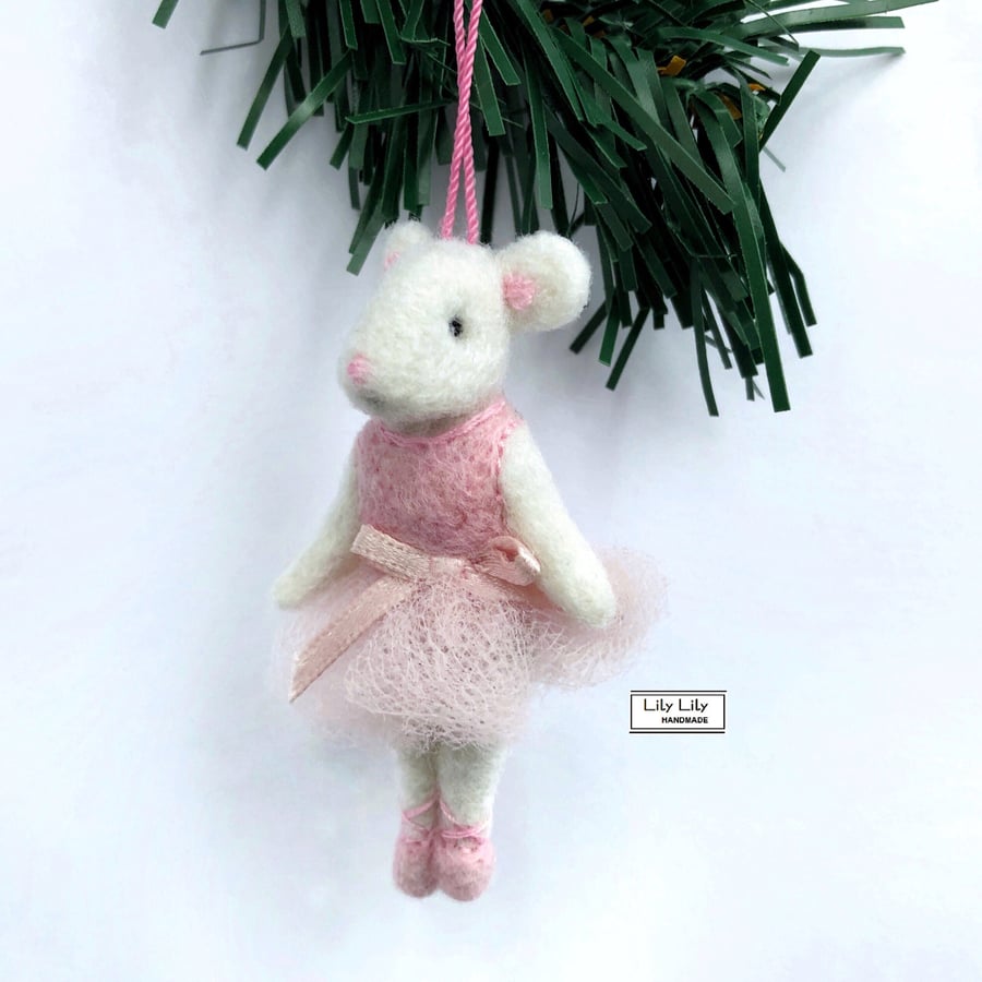 SOLD Ballerina Mouse Christmas tree decoration by Lily Lily Handmade 