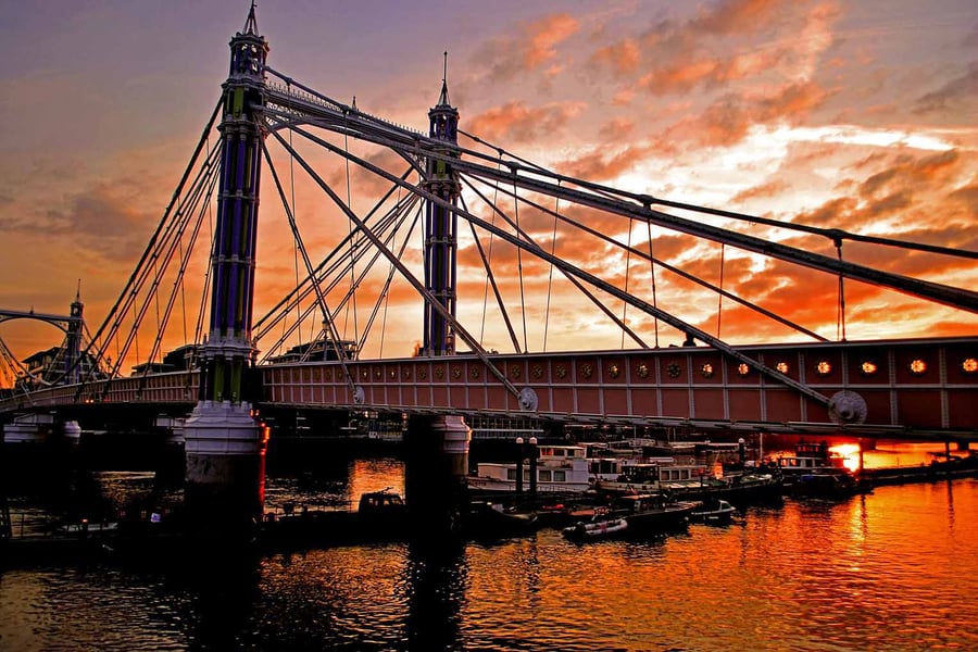 Albert Bridge River Thames London Sunset Photograph Print