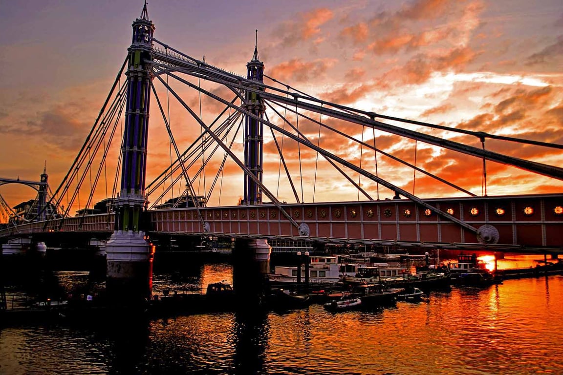 Albert Bridge River Thames London Sunset Photograph Print