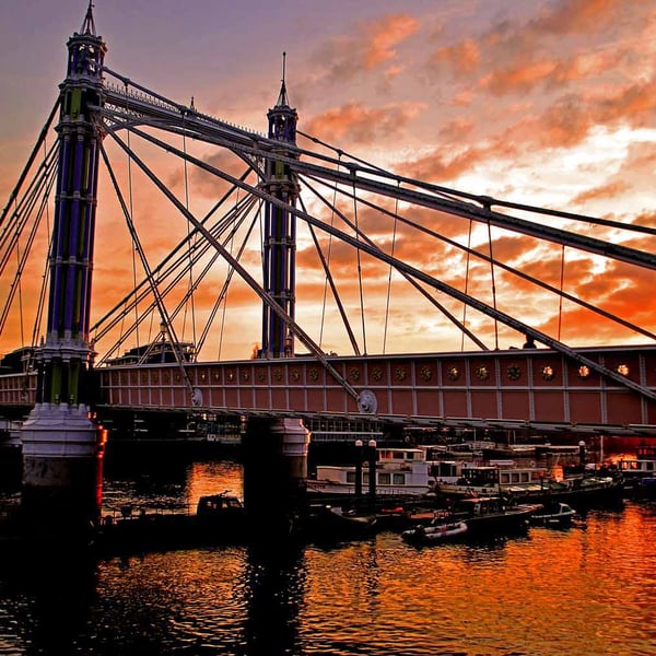 Albert Bridge River Thames London Sunset Photograph Print