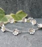 Sterling silver daisy chain bracelet, nature inspired gift for her - Image 1